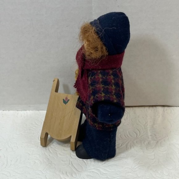 VTG 1992 Wooden Boy Winter Clothes w/Sled Doll Lizzie High 6"x4" Retired - Picture 3 of 14